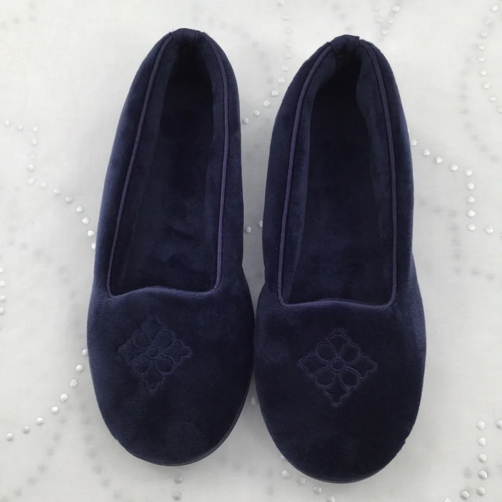 Dearfoam Navy velvety Super padded soft slippers